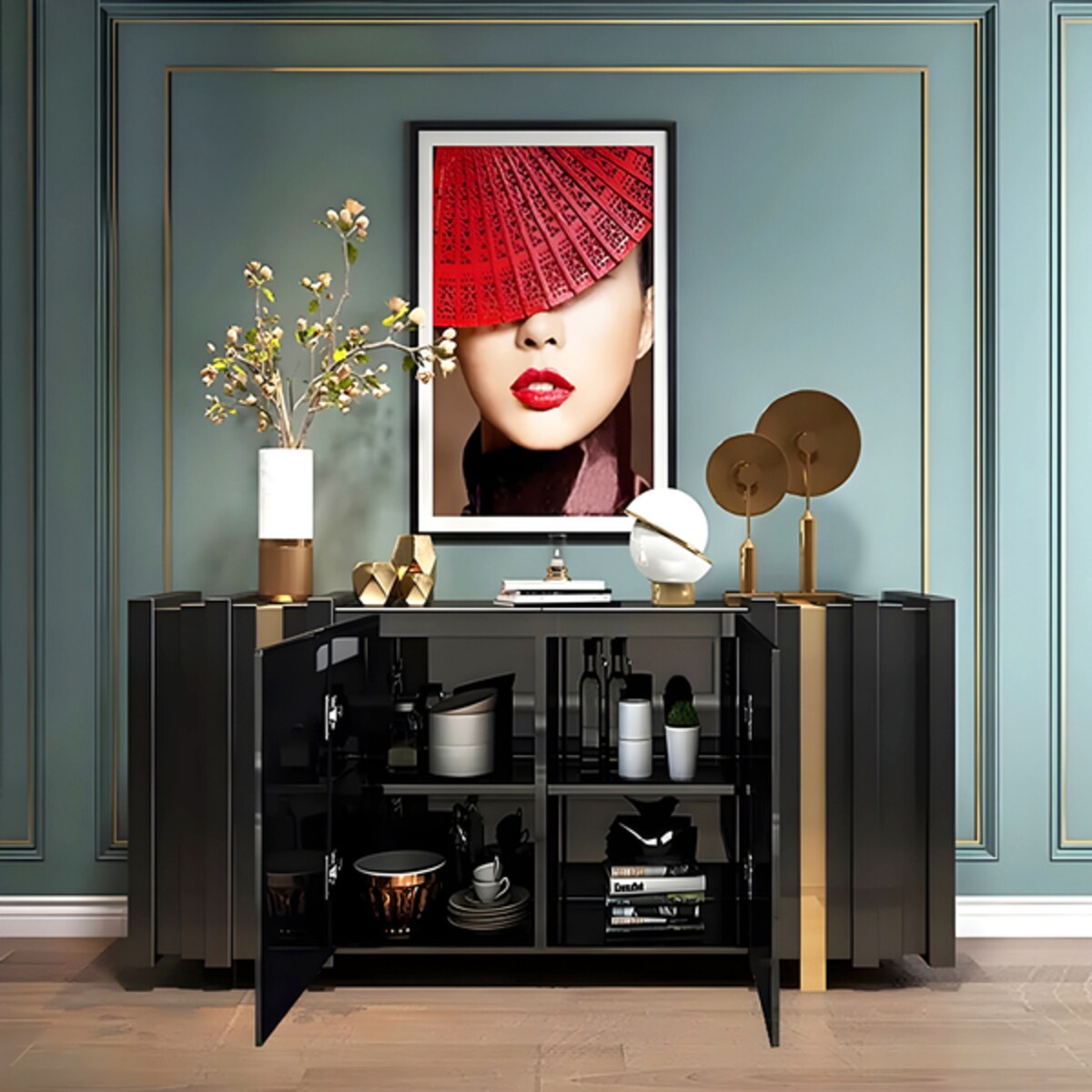 Komoda złota Pedro Glamour Premium 160x40x90