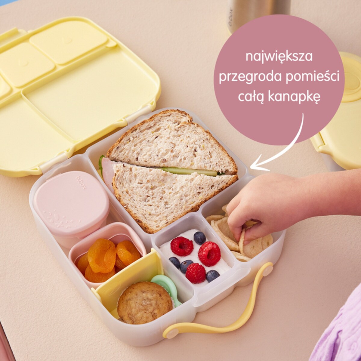 Lunchbox z przegródkami do szkoły i pracy - szczelna śniadaniówka z uchwytem i wkładem chłodzącym Chill Out b.box