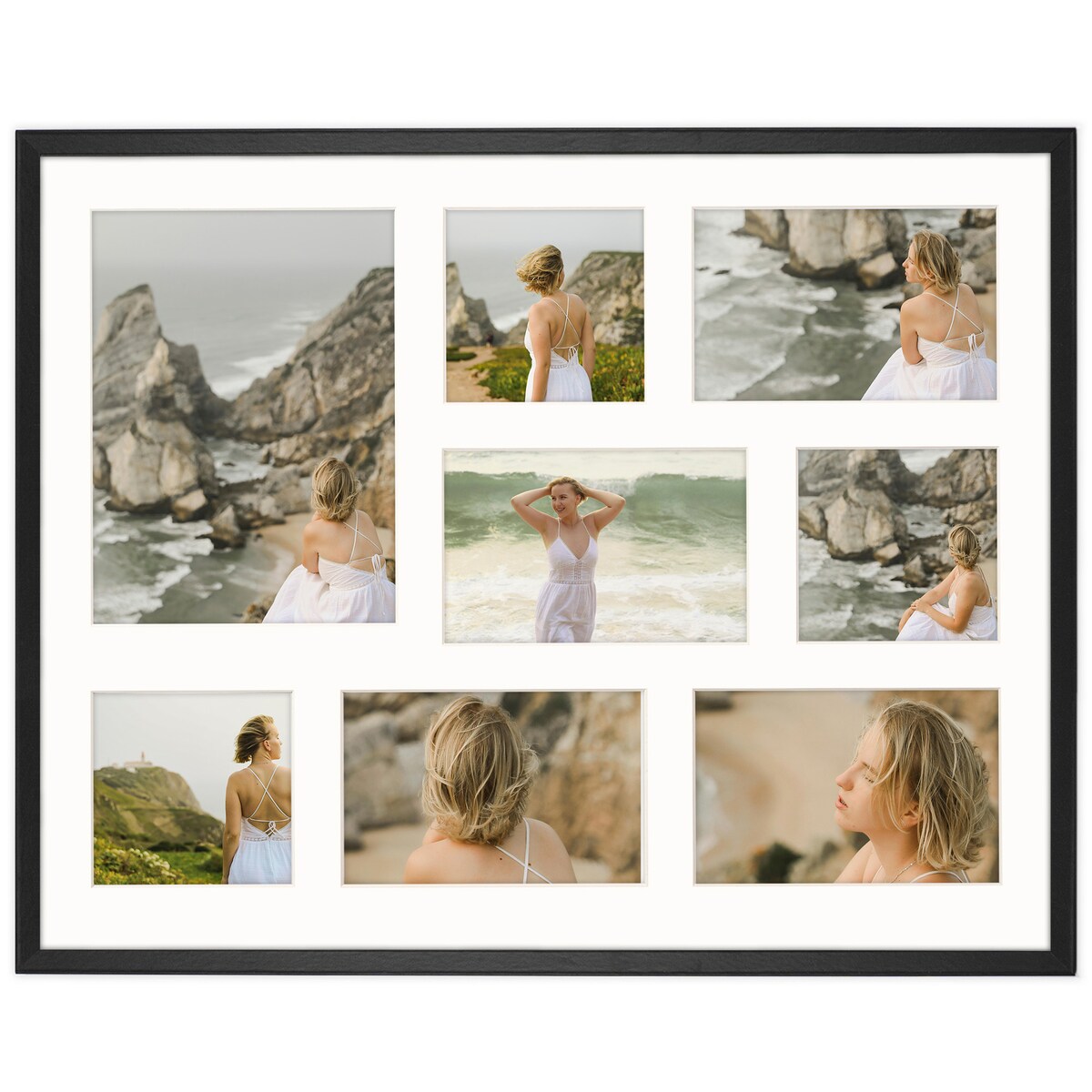 Ramka na zdjęcia 3x 10x10 4x 10x15 1x 15x21 czarna galeria na 8 zdjęć ramka 40x50 cm FRAMAI