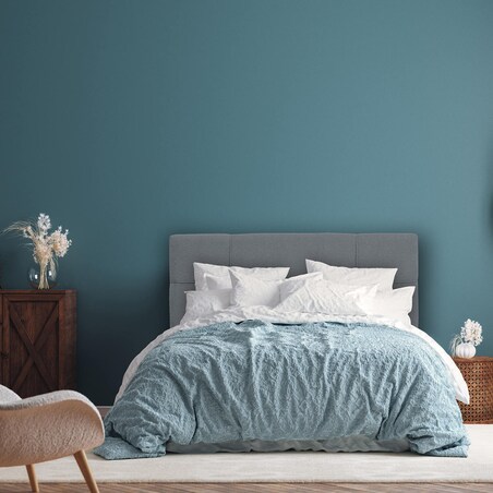 Łóżko kontynentalne EVERTON 200x200 z pojemnikiem, Stalowy, tkanina Baloo 2083