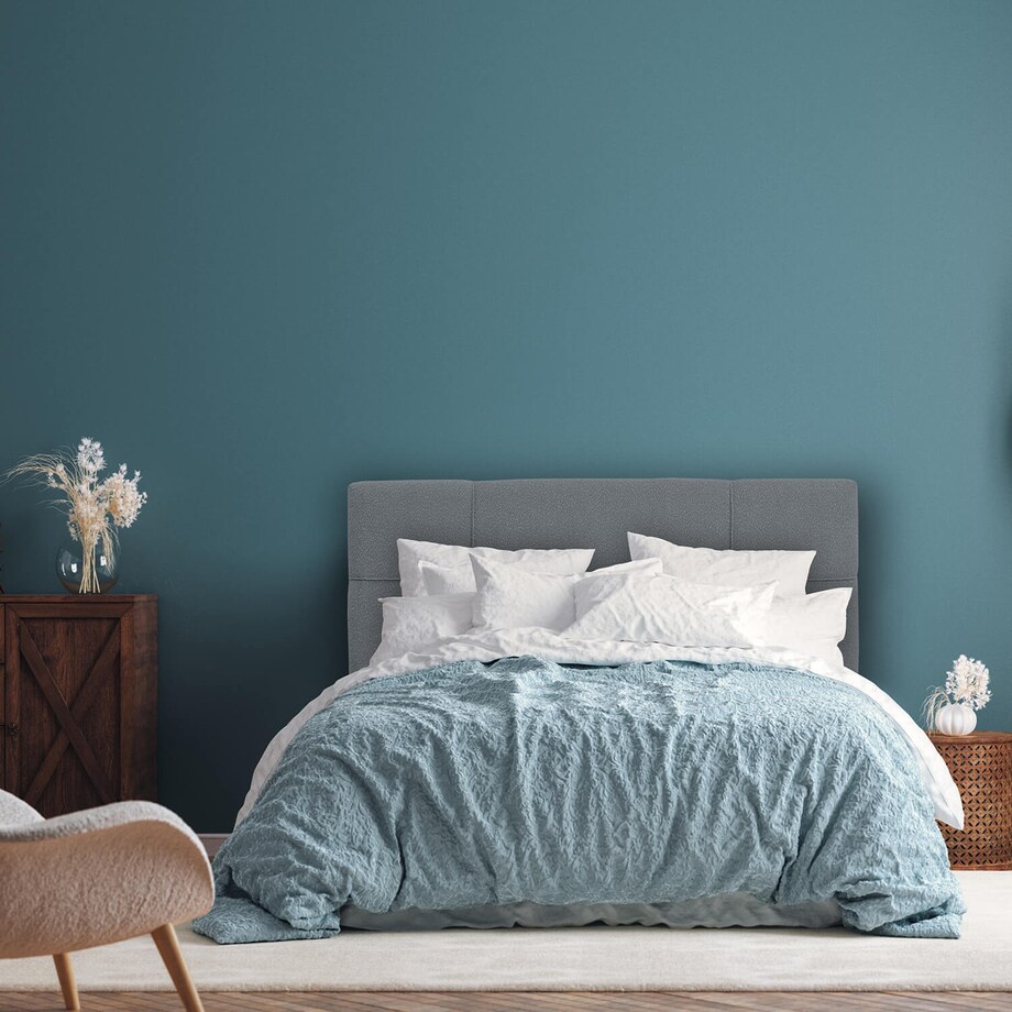 Łóżko kontynentalne EVERTON 200x200 z pojemnikiem, Stalowy, tkanina Baloo 2083