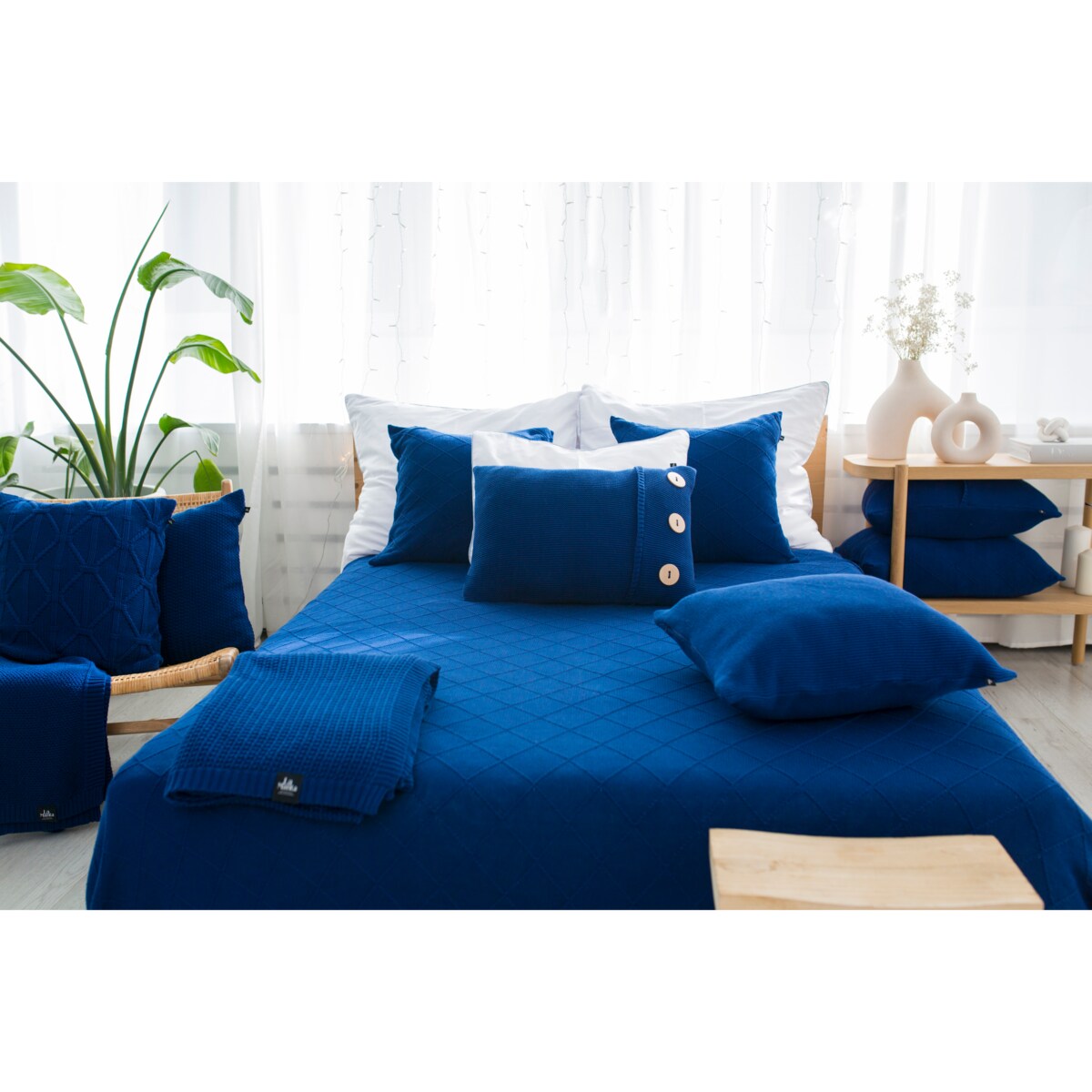 Pled boho granatowy, 130 x 160 cm, La Manta