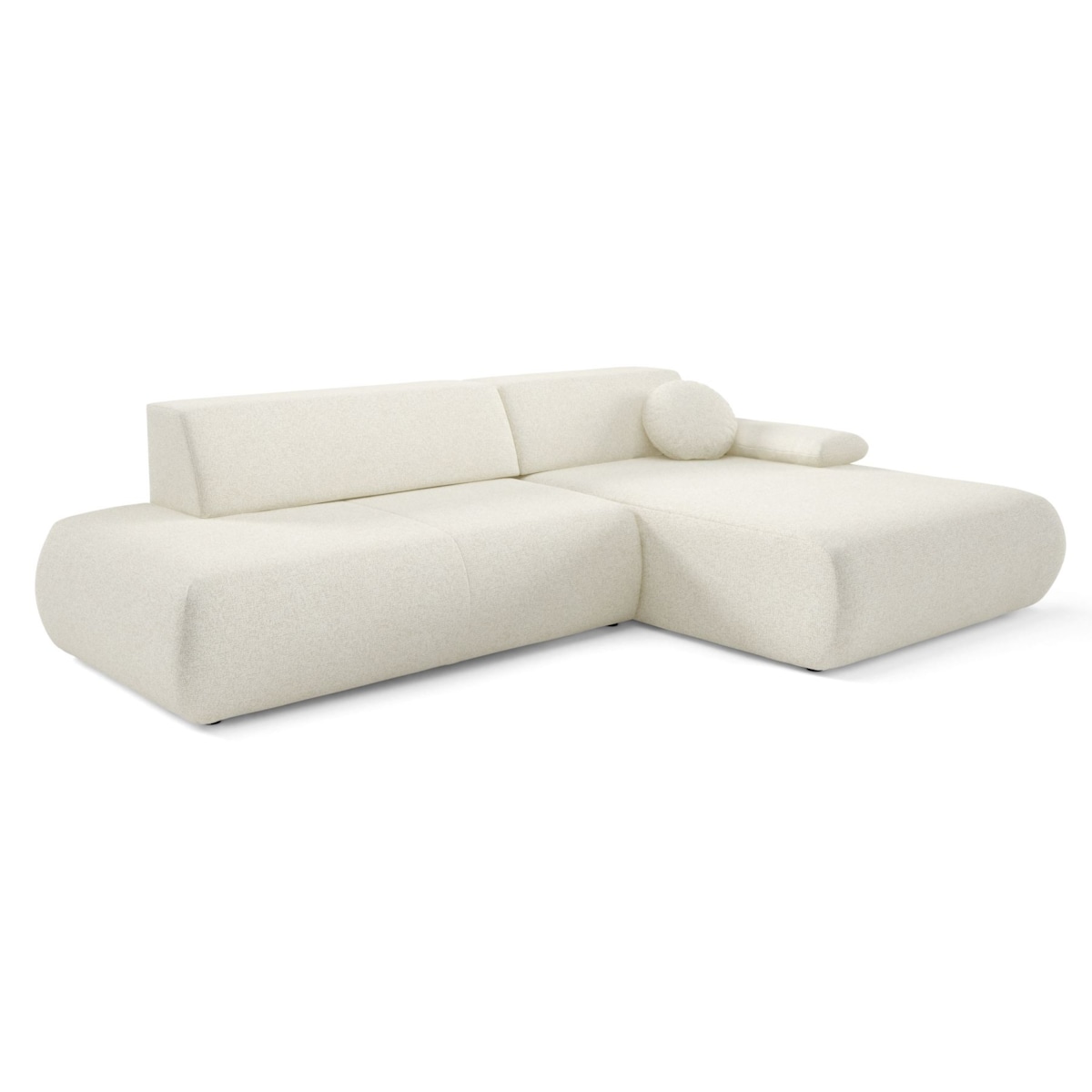 Narożnik rozkładany PENTI z pojemnikiem na pościel, prawy, ecru