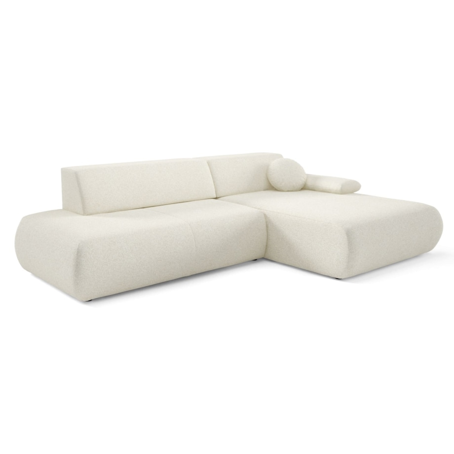 Narożnik rozkładany PENTI z pojemnikiem na pościel, prawy, ecru