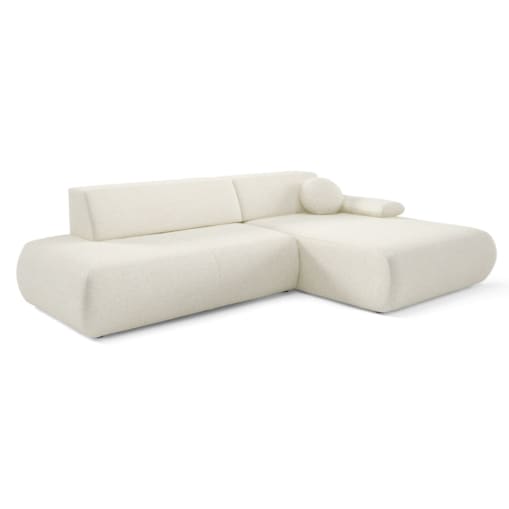 Narożnik rozkładany PENTI z pojemnikiem na pościel, prawy, ecru