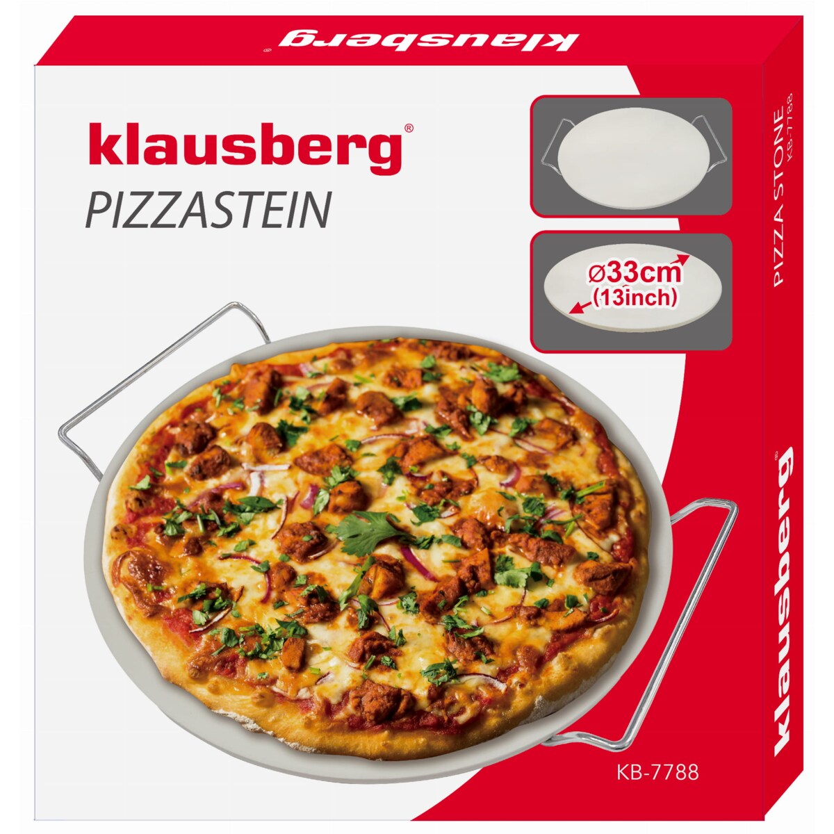 Kamień do pieczenia pizzy kordierytowy 33cm + stojak KLAUSBERG