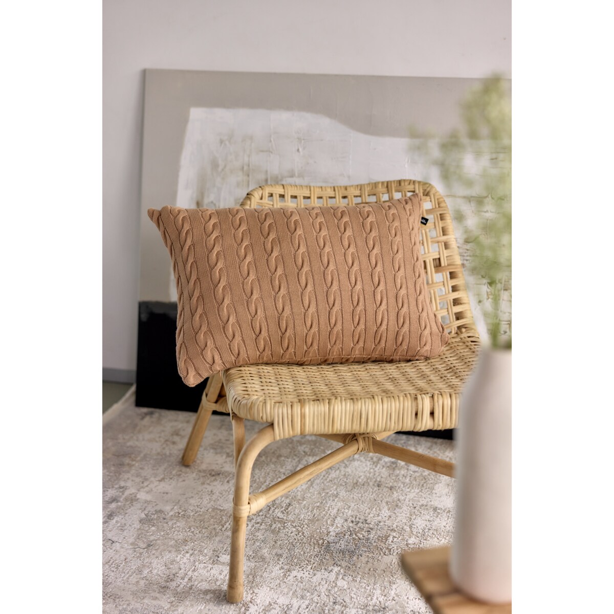 Poszewka warkocz podłużna karmelowa, 40 x 60 cm, La Manta