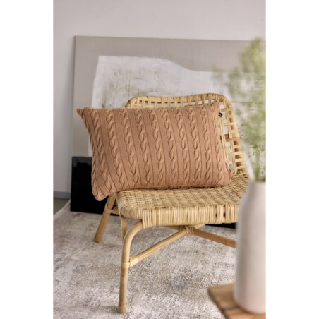 Poszewka warkocz podłużna karmelowa, 40 x 60 cm, La Manta