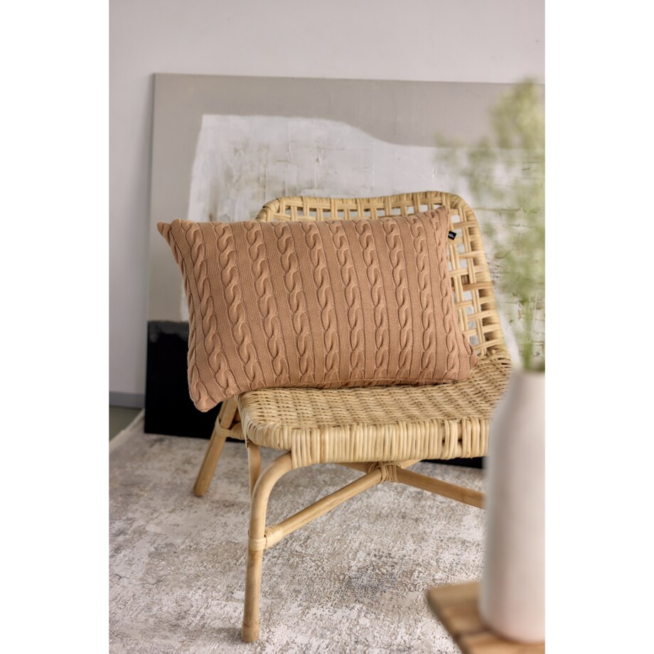 Poszewka warkocz podłużna karmelowa, 40 x 60 cm, La Manta