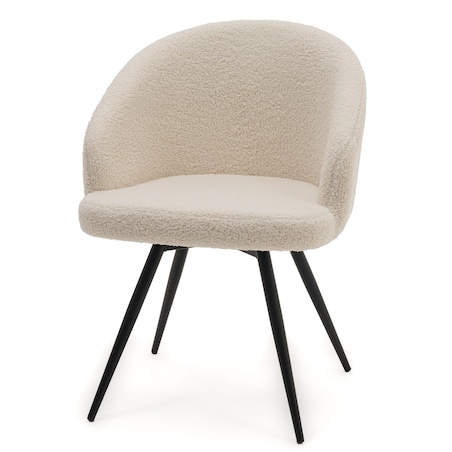Krzesło tapicerowane obrotowe boucle teddy do salonu MODENA jasnobeżowe