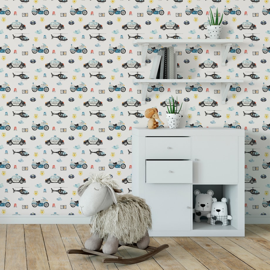 Tapeta Dla Dzieci POLICJA Auta Motory Helikoptery