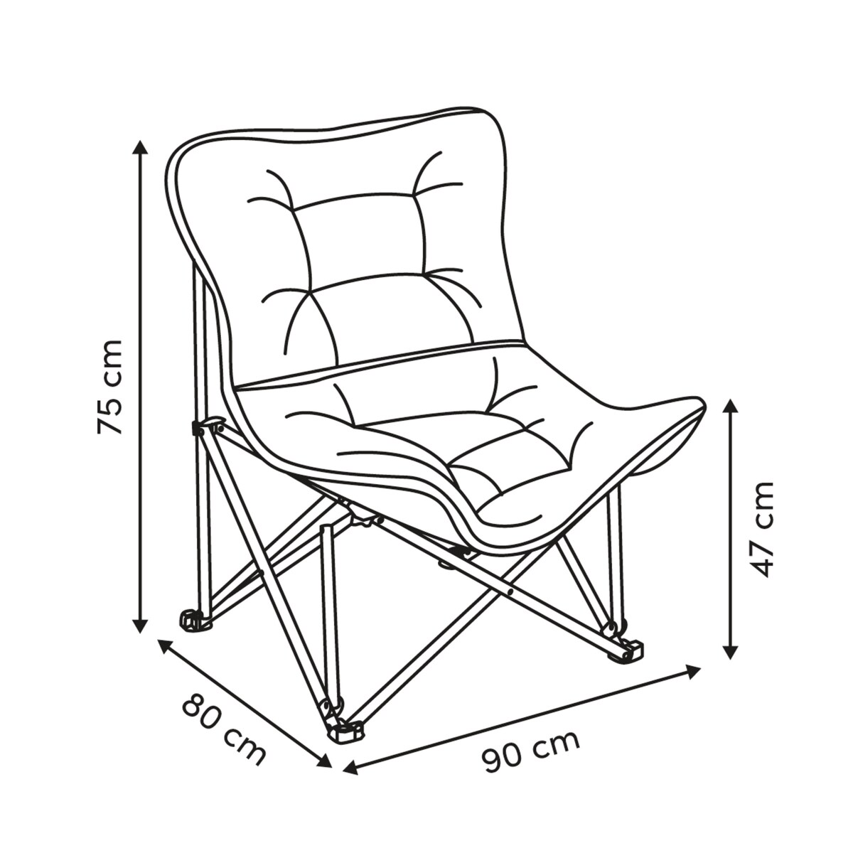 Składany fotel turystyczny pikowany SADO, 90 cm