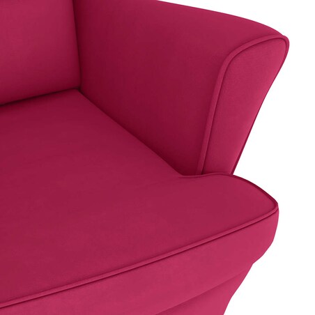 vidaXL Fotel bujany z uszak, bordowy aksamit i lite drewno