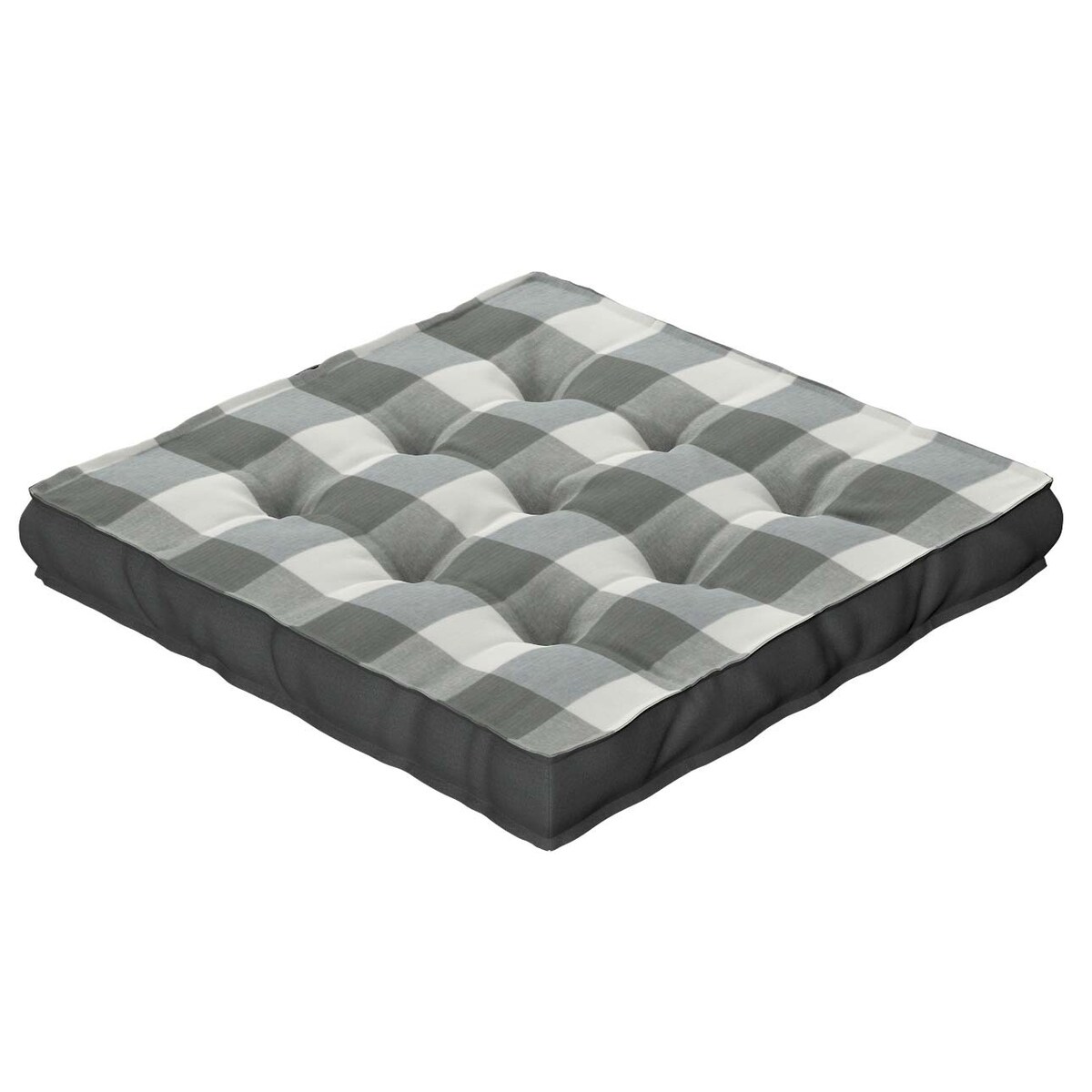 Poduszka na krzesło Kuba, szaro-biała krata (5,5x5,5cm), 50 x 50 x 10 cm, Quadro