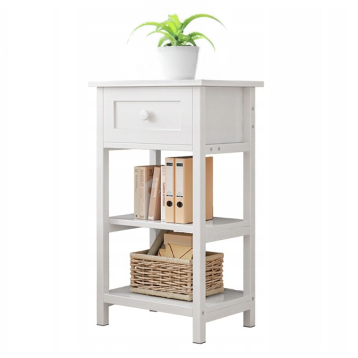 Stolik nocny boczny drewniany z szufladą loft 45 cm