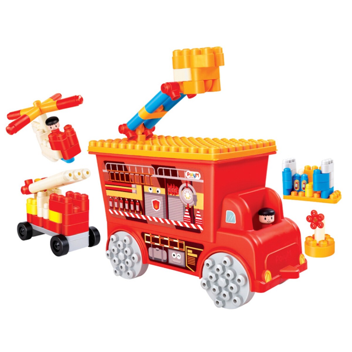 Miękkie Klocki Konstrukcyjne w Aucie Straż Pożarna 106 el. 18m+ PolyM