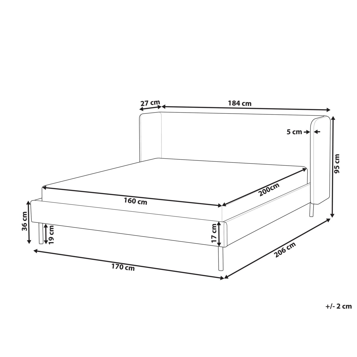 Łóżko welurowe 160 x 200 cm beżowoszare ARETTE