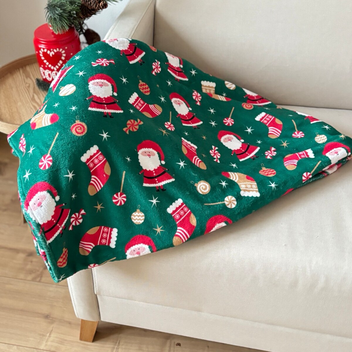 Koc świąteczny wzór Mikołaje Boże Narodzenie