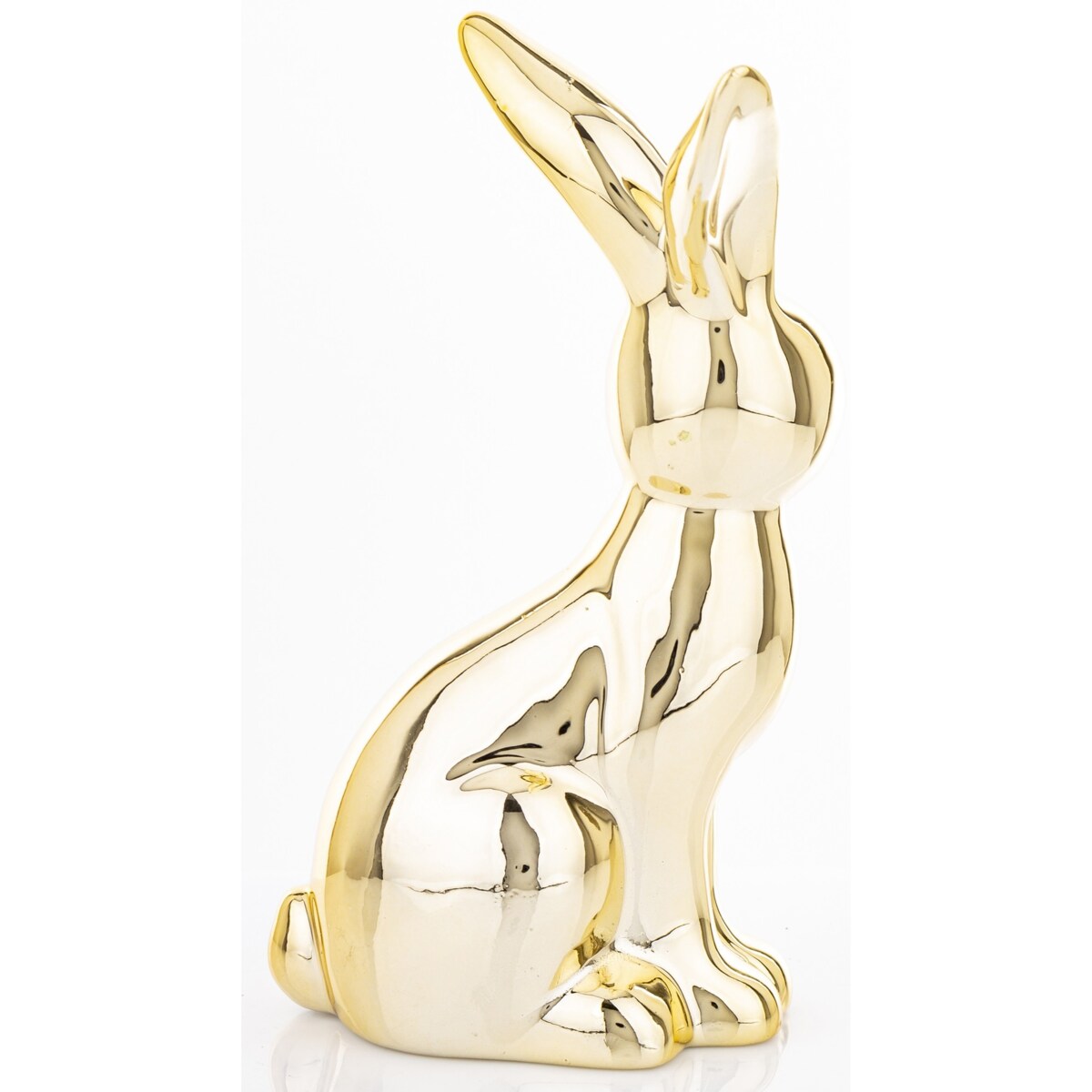 Dekoracja - siedzący złoty królik 18x7x10 cm small