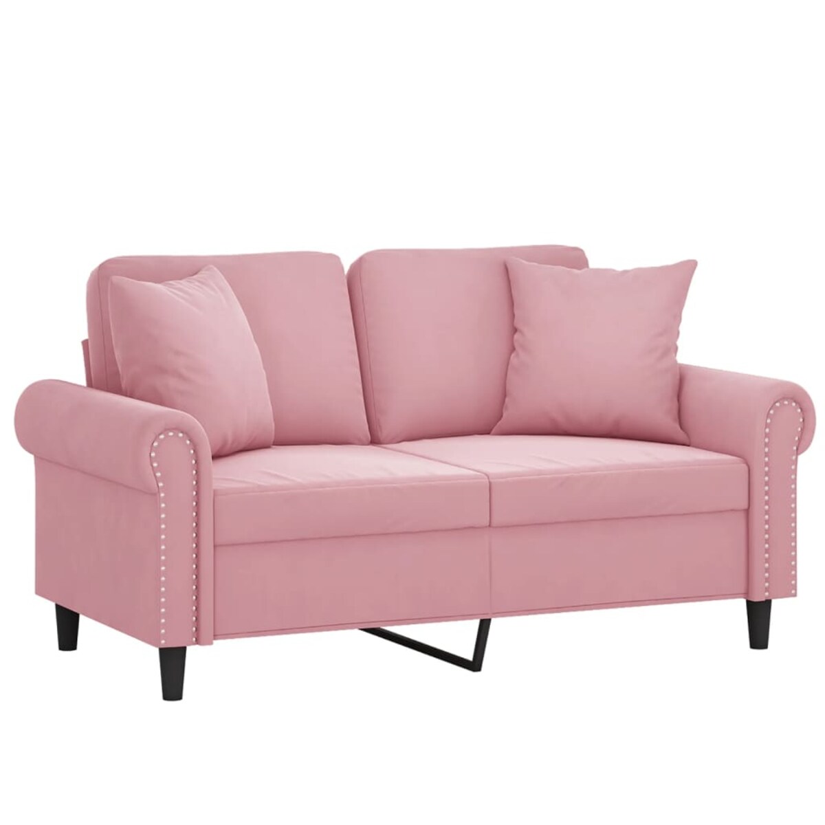 vidaXL 2-osobowa sofa z poduszkami, różowa, 120 cm, aksamit