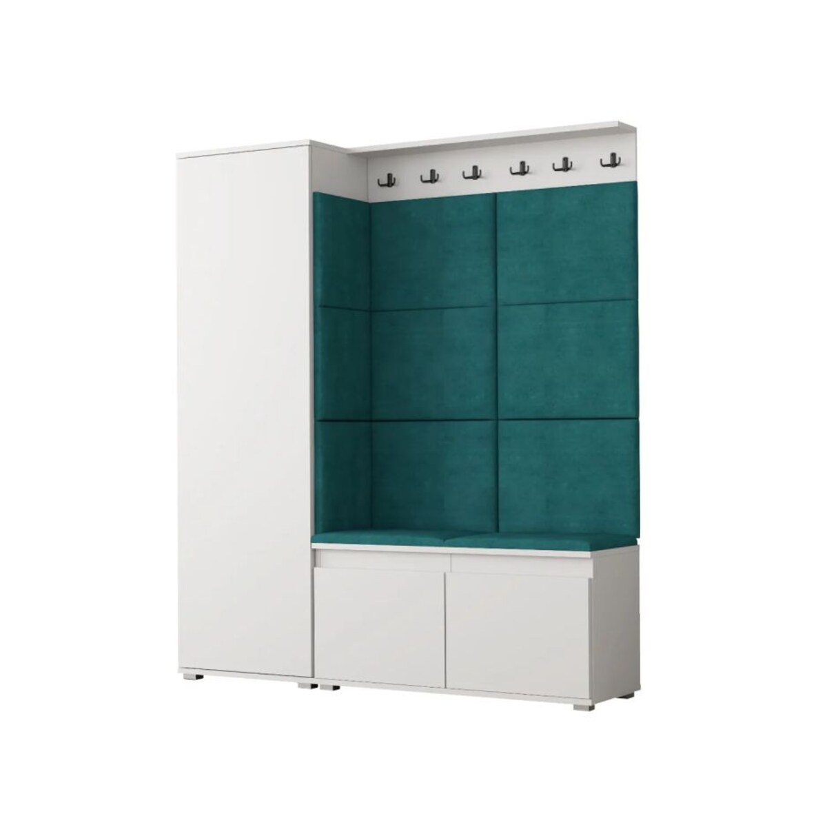 Garderoba z siedziskiem SINGAPUR 154 do przedpokoju biała/zielona