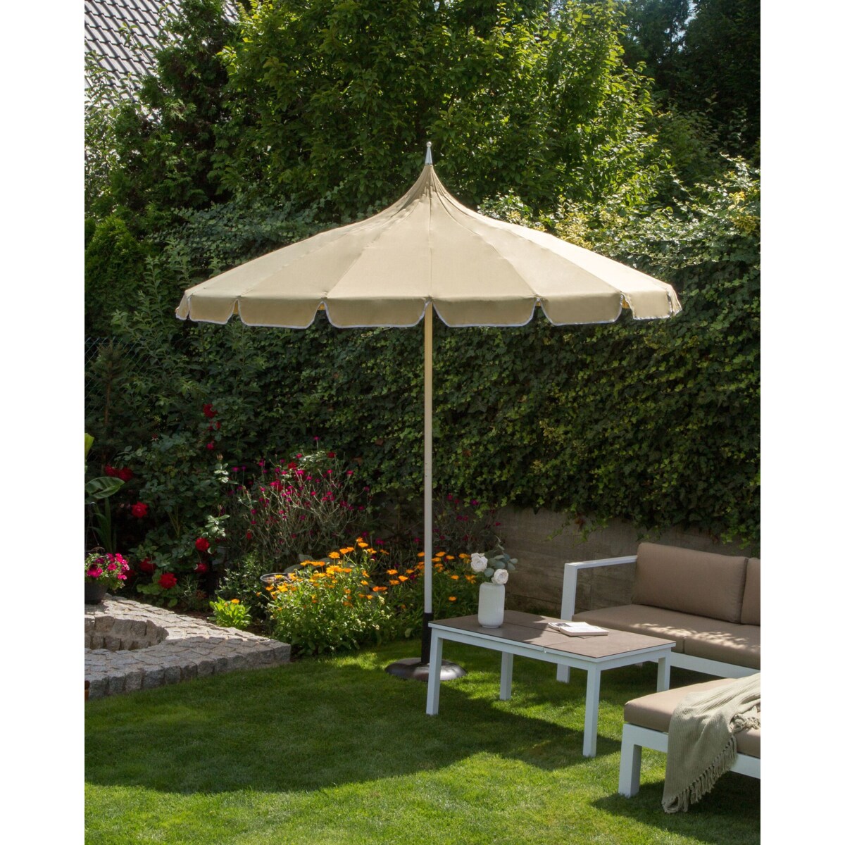 Parasol ogrodowy 245 cm beżowy MINOA
