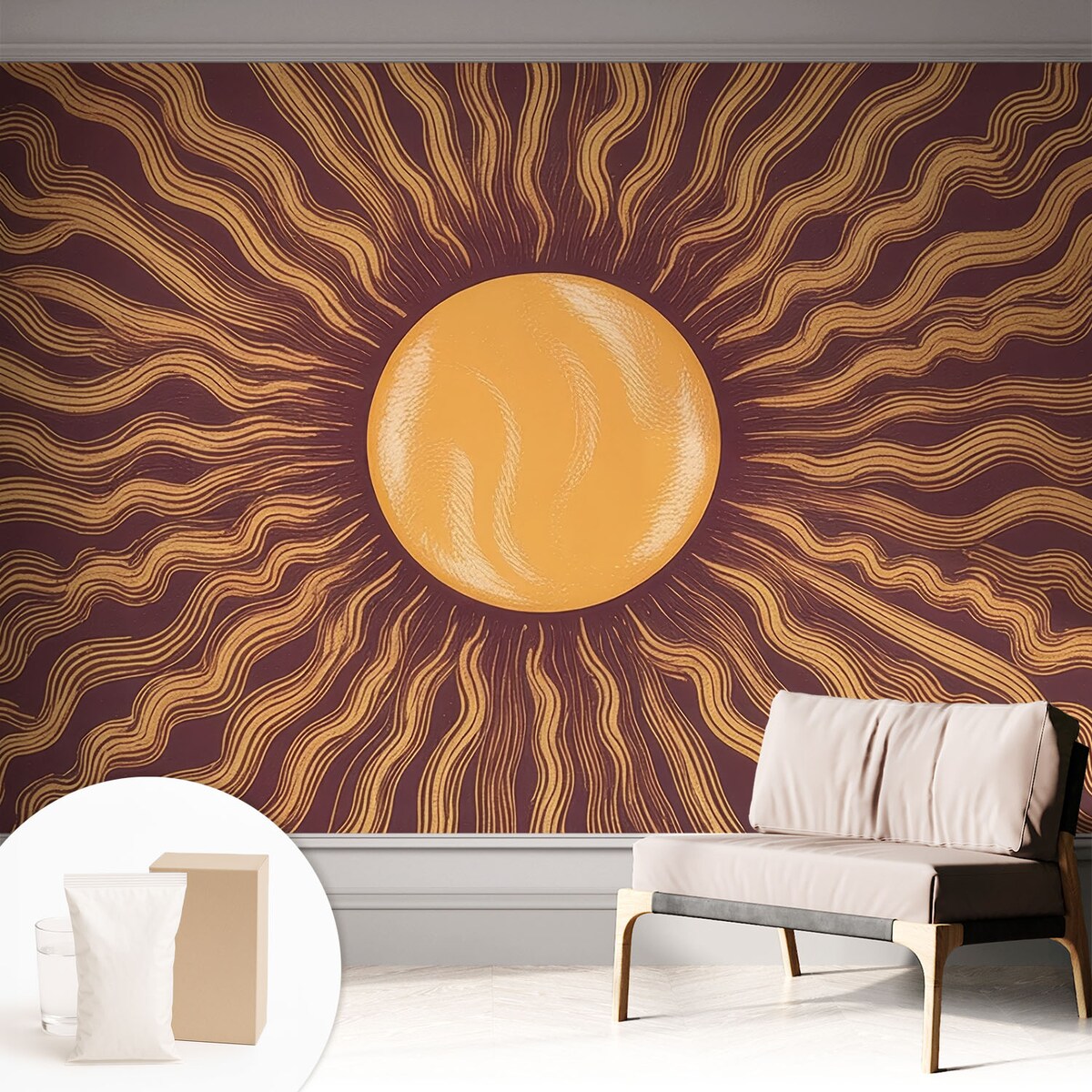 Fototapeta flizelinowa 312x219 cm - Słoneczne promienie, tapeta ścienna brązowa