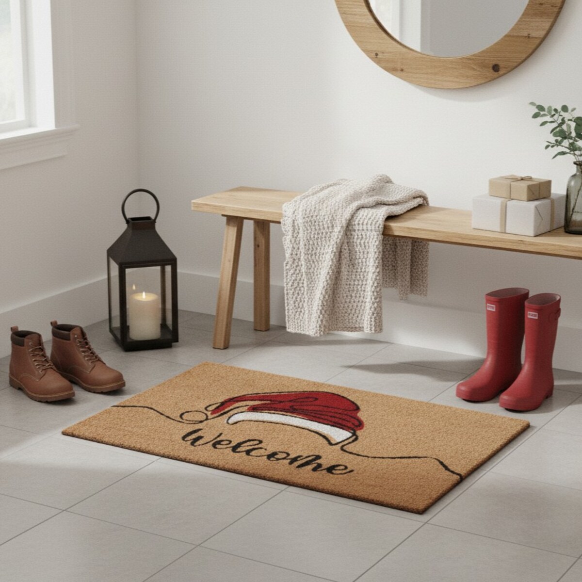 Wycieraczka z włókna kokosowego 59x39 cm, Święty Mikołaj