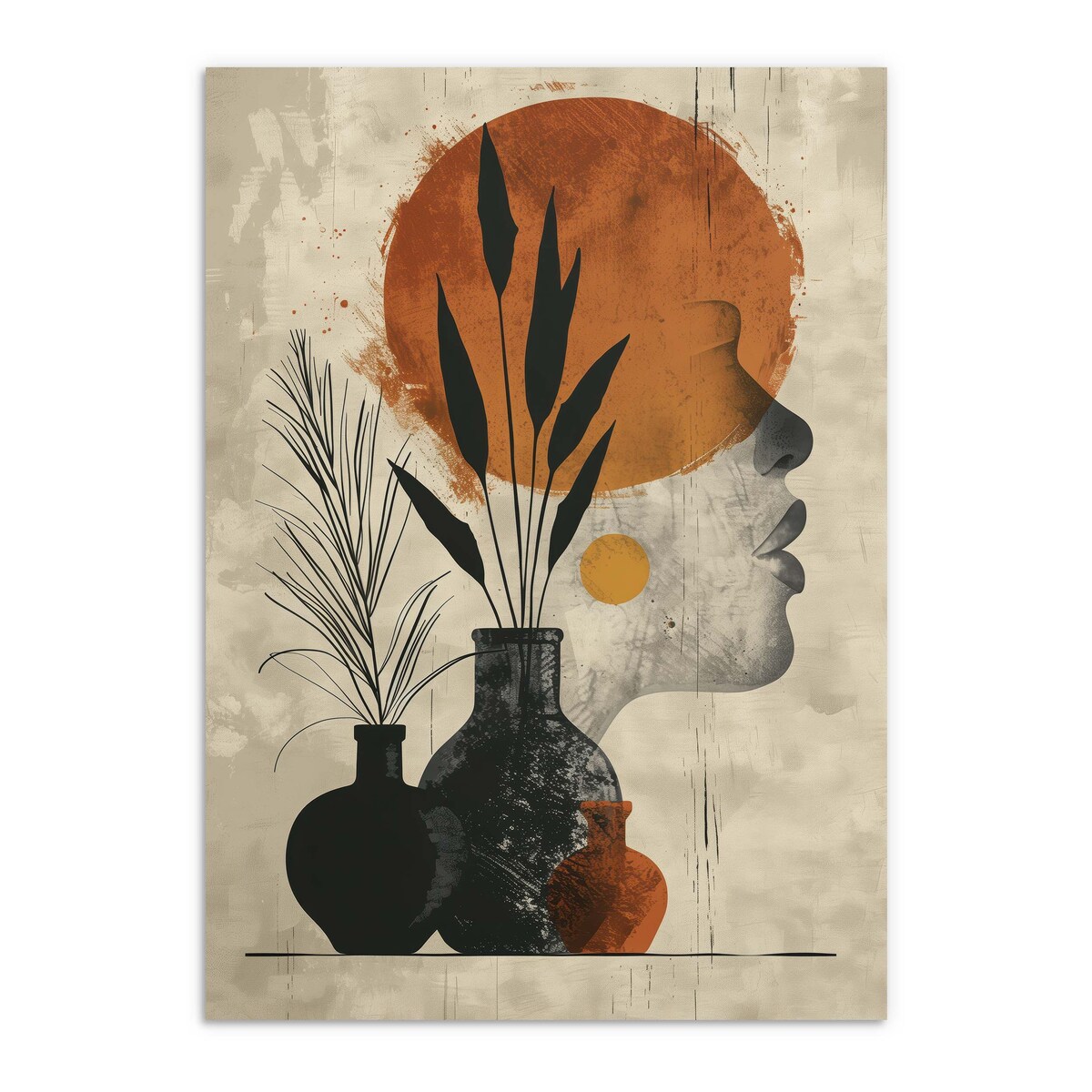 Beżowy Plakat Obraz Nowoczesna Grafika na ścianę do salonu biura Kobieta