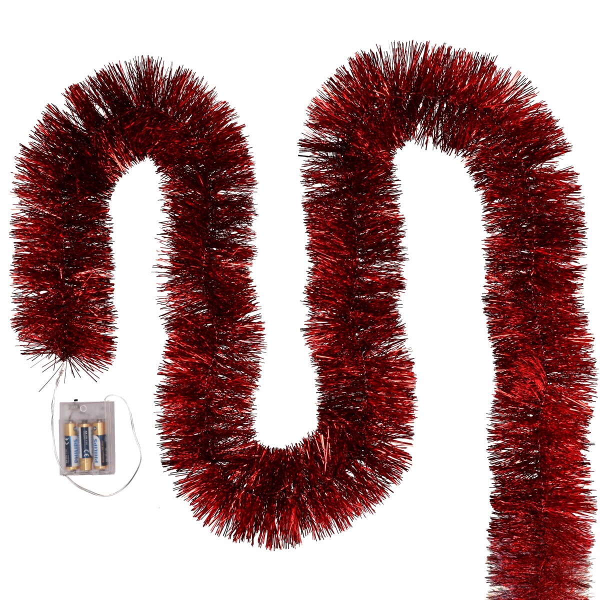 Łańcuch Led Choinkowy Czerwony Na Baterie Świąteczny Na Choinkę 6 Metrów