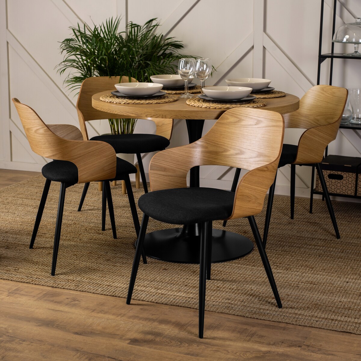 Krzesło Tapicerowane Drewniane Loft Gięte Drewno Do Salonu Jadalni Dąb ORBI