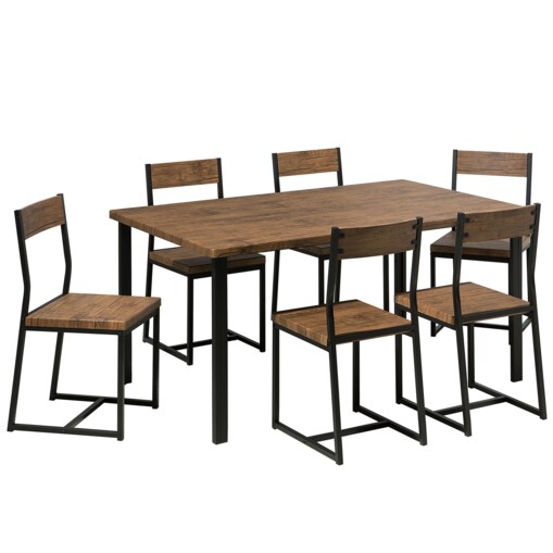 Zestaw do jadalni stół 6 krzeseł ciemne drewno z czarnym LAREDO