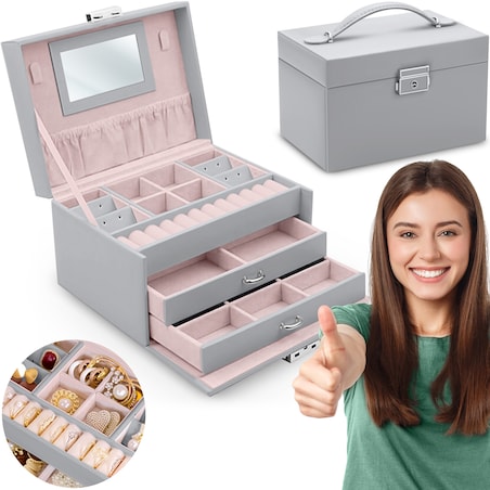 Pudełko szkatułka na biżuterię szare Massido