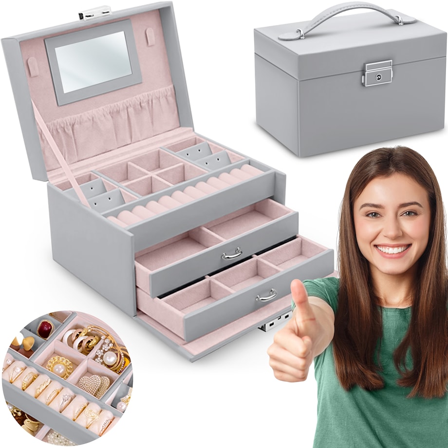 Pudełko szkatułka na biżuterię szare Massido