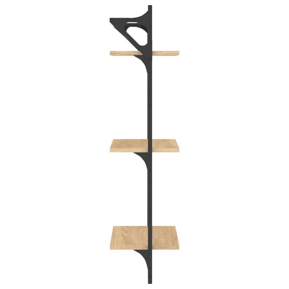 vidaXL 3-poziomowe półki z drążkami, 2 szt., dąb sonoma, 30x25x100 cm