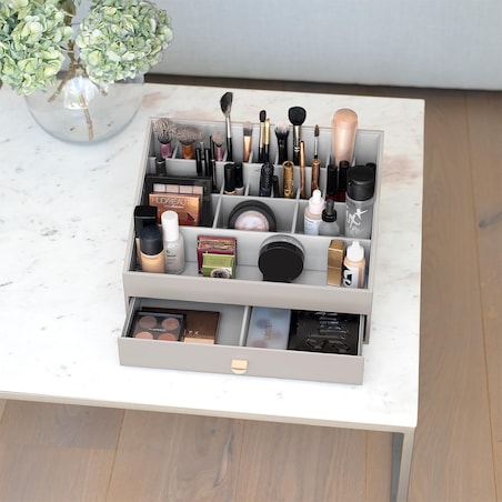 Organizer na kosmetyki Stackers open supersize taupe z szufladą