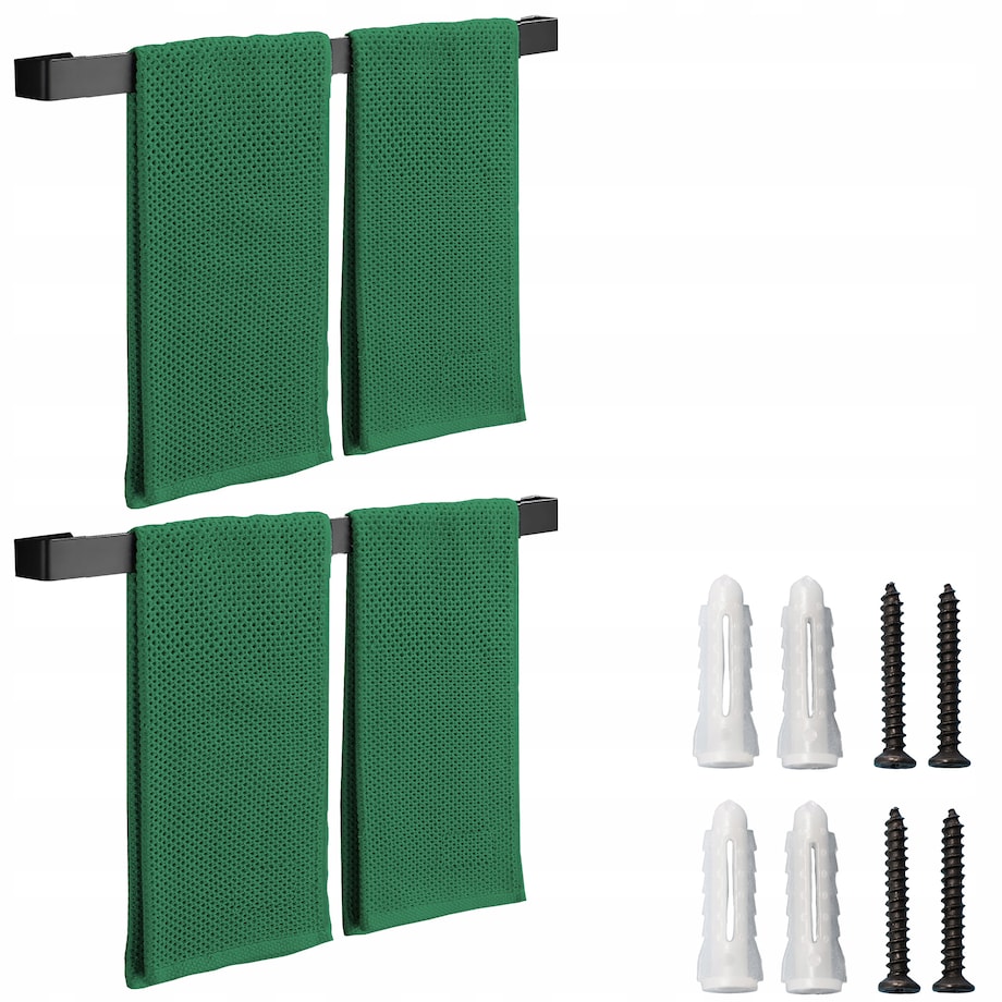 2 X Wieszak Łazienkowy Ścienny Do Łazienki Na Ręczniki Loft Czarny 50Cm