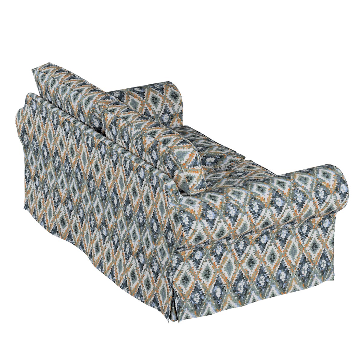 Pokrowiec na sofę Ektorp 2-osobową, nierozkładaną, kremowe wzory azteckie na kremowym niebiesko-miętowym tle, 173 x 83 x 73 cm, Cosy Home