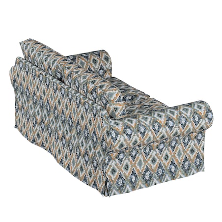 Pokrowiec na sofę Ektorp 2-osobową, nierozkładaną, kremowe wzory azteckie na kremowym niebiesko-miętowym tle, 173 x 83 x 73 cm, Cosy Home