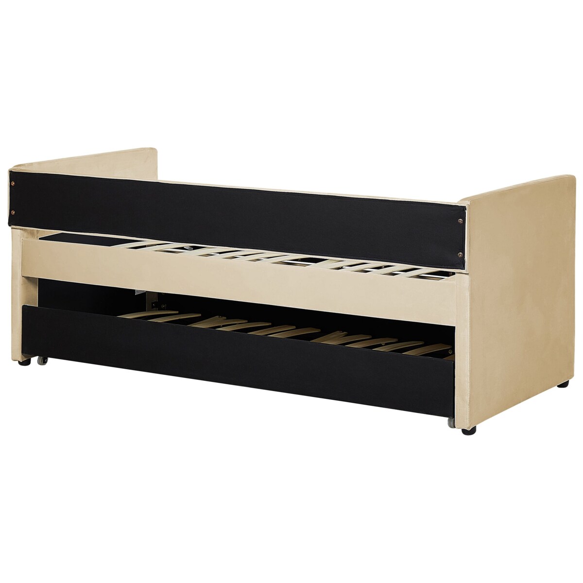 Łóżko wysuwane welurowe 90 x 200 cm beżowe TROYES