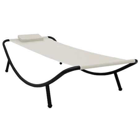 vidaXL Leżanka ogrodowa, kremowa, 200 x 90 cm, stal