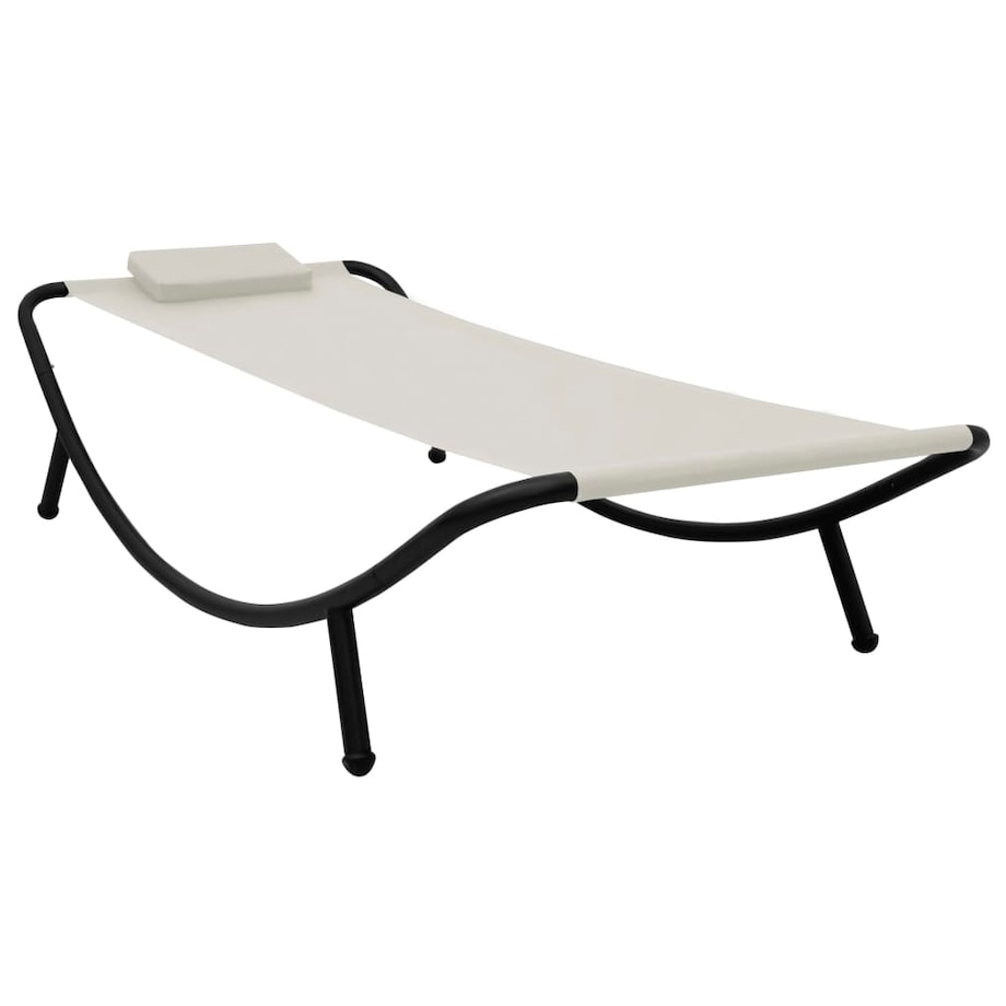 vidaXL Leżanka ogrodowa, kremowa, 200 x 90 cm, stal