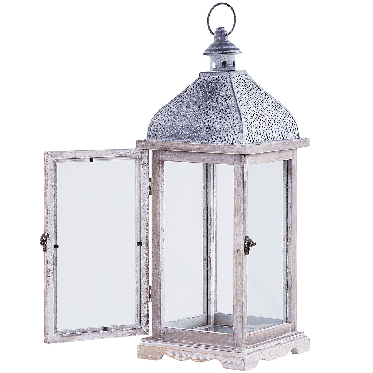 Lampion SAMAR Drewno sosnowe 47 cm Biały