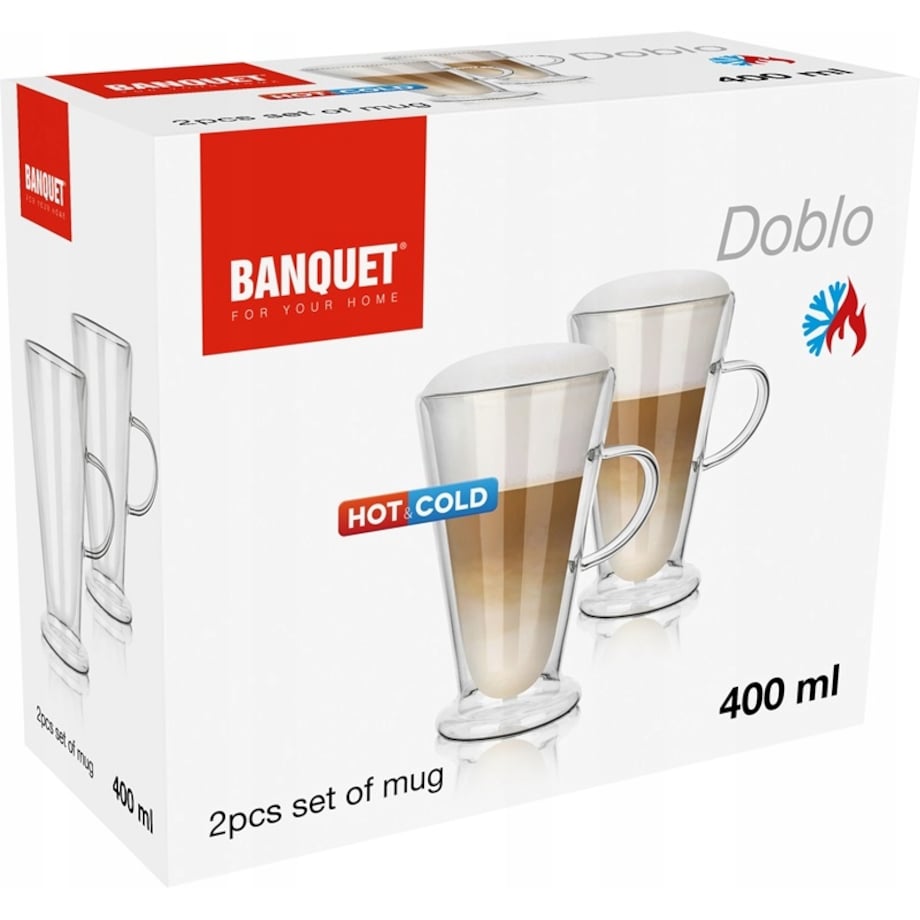 2x SZKLANKA KUBEK termiczna 400 ml podwójna ścianka na kawę herbatę latte