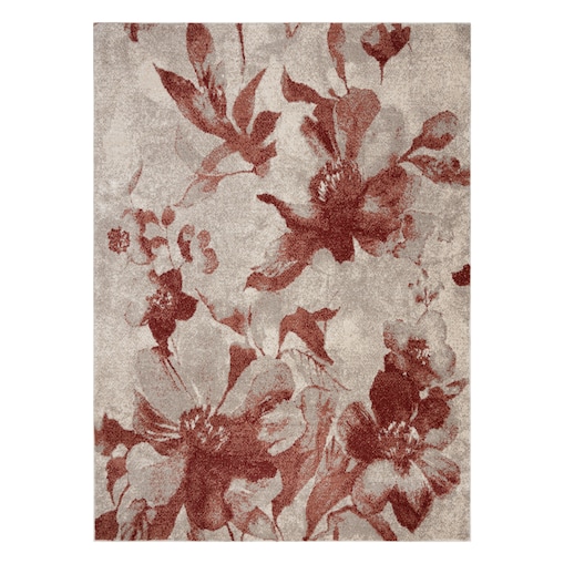 Dywan FUSION 8259 krem / bordo - Kwiaty, 80x150 cm