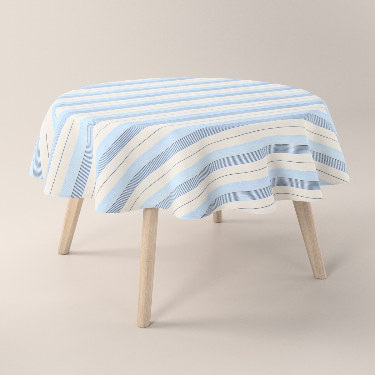 Obrus okrągły 130 x 130 cm niebieskie pasy
