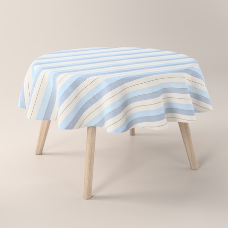 Obrus okrągły 130 x 130 cm niebieskie pasy