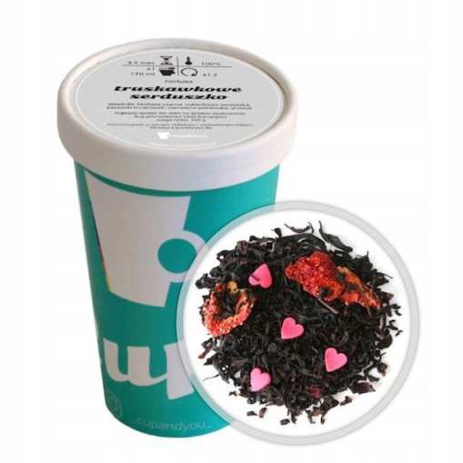 Najlepsza liściasta sypana herbata czarna TRUSKAWKOWE SERDUSZKO 100g EKO