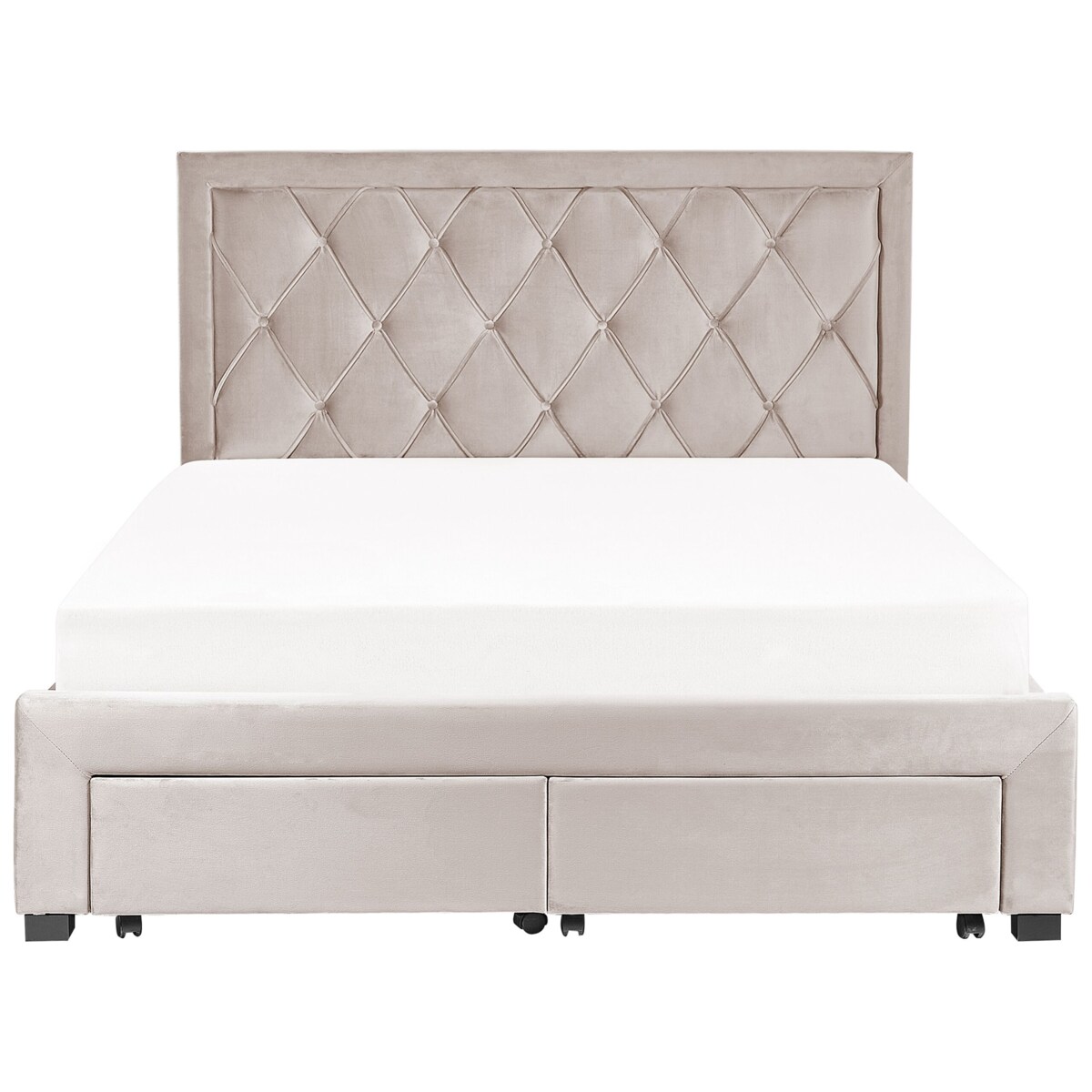 Łóżko z szufladami welurowe 160 x 200 cm beżowe LIEVIN
