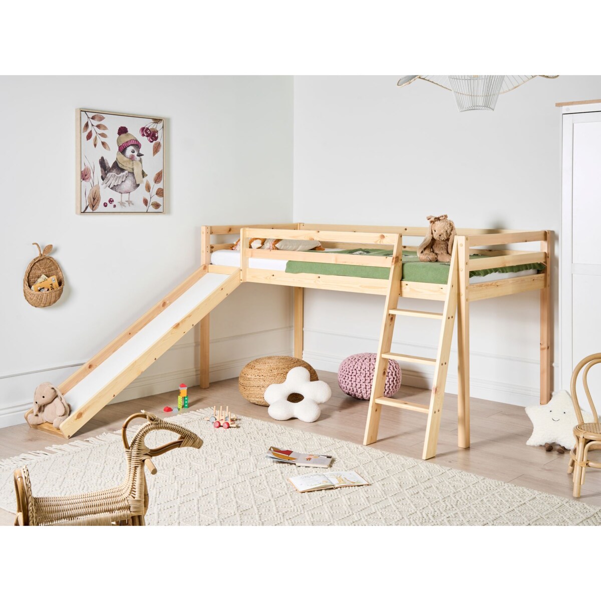 Łóżko na antresoli Drewno sosnowe STAPLE 90 x 200 cm Jasnobrązowy